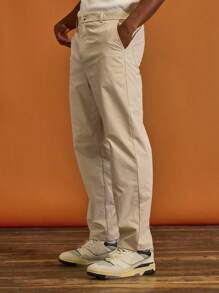 Musero Slim Fit Branded Patch Pants Sets Belt Loop Button Fastening Spring Summer Holiday Vacation - Army Green - View 3