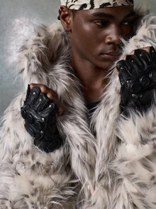 NEON BLANC 男士短款仿毛领外套，秋冬款，情侣装 - 米色 - 查看 1