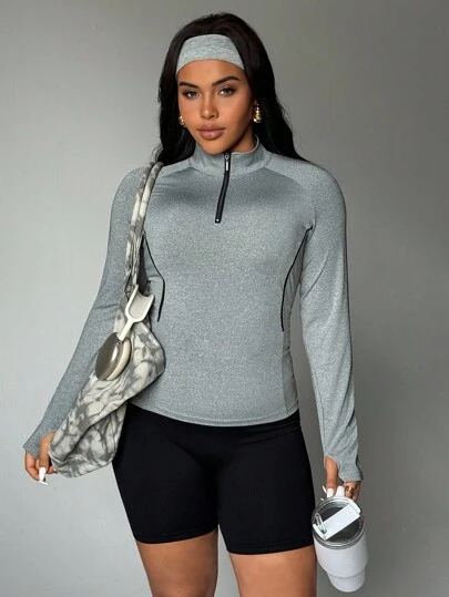 Rhythm Era 女士加大码插肩袖拉链半开襟卫衣