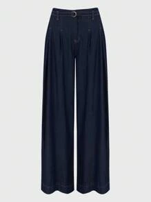 Women's Casual Vacation Wide Leg Flare Jeans - Dark Wash - View 6