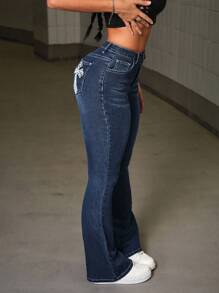 大码 夏季 秋季 秋季 返校节 万圣节 千禧年 可爱 街头装 哥特 垃圾摇滚 风骚 科技装 生日装 夜间外出 夜店装 机场装 休闲 水洗十字绣 喇叭裤 蓝色牛仔裤 - 藍色 - 查看 8