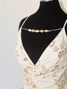 SHEIN ICON 女士正式派对串珠性感亮片刺绣细肩带短款上衣和迷你裙两件套，夏季亮片两件套 - 杏色 - 查看 8