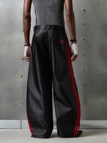 NEON BLANC 男士宽松休闲裤，带口袋和侧条纹，秋冬 - 黑色 - 查看 4