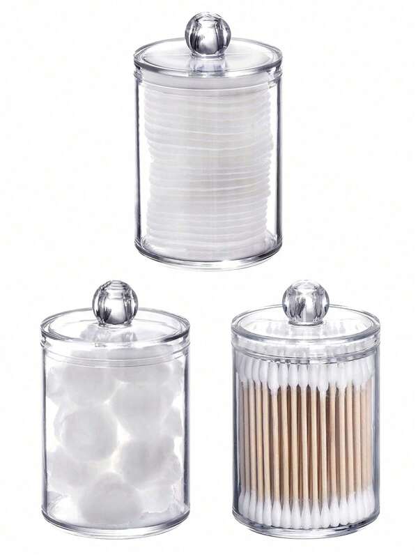 Dispenser Holder, 10oz Transparent Plastic Jar Set For Bathroom Storage & Organizing, Vanity Makeup Organizer Box Home Bathroom Decor Bathroom Organizer Fall Decor Makeup Organizer Back To School