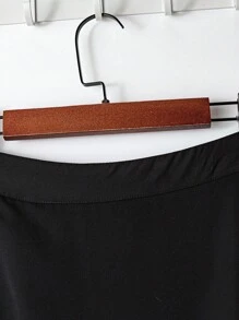 GlowEve 女士时尚优雅不对称下摆网眼拼布休闲通勤百搭半身裙 - 黑色 - 查看 4