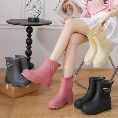 SHEIN 1 par regnskor/skoöverdrag i ny stil, regnstövlar halkfria slitstarka gummiskor, korta rör herrskor för vuxna kvinnor vattentäta skor, modeköksstövlar sommarkylande, strand, resor