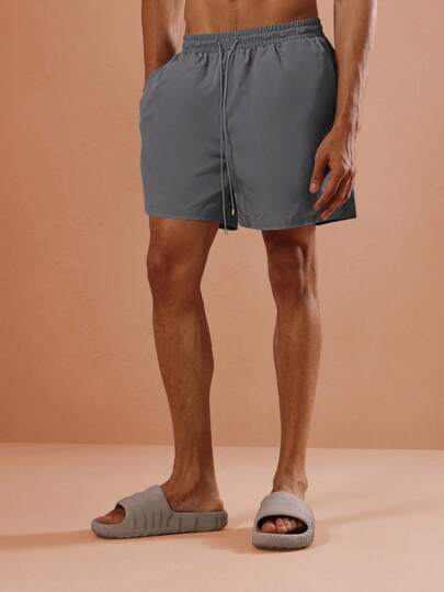  SUMWON 夏季沙滩百慕大泳裤，套穿式，弹性腰带，速干舒适，休闲泳池度假装，经典纯色泳裤