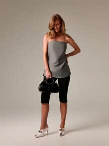 AiiRZ Top bandeau sin tirantes clásico, diseño estructurado y sastre para ocasiones formales, minimalista con líneas limpias y sofisticadas