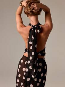 AiiRZ 露背波点裹身式上衣，现代复古风格，褶皱腰身，夏季晚宴派对俱乐部女性时尚衬衫 - 彩色 - 查看 2