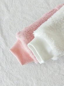 SHEIN Vintaside Kids 2 件女婴可爱蝴蝶结保暖内衬运动衫上衣，秋冬