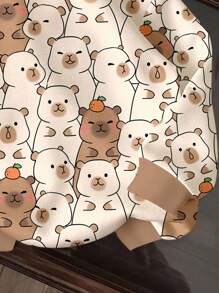 Sudadera de punto de manga larga con diseño de capibara de dibujos animados para niños jóvenes, otoño, escuela, vuelta al colegio, suelta y cómoda, colección de elección casual diaria para niños - Multicolor - Ver 4