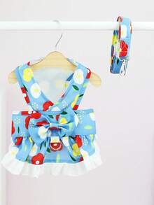 PETSIN Blue Vacation Style Cute Leash Pet Dress - Blue - View 5