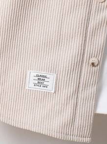 SHEIN Jaket Fleece Berkerudung Corduroy Kasual Dasar untuk Anak Laki-Laki Remaja, Modis untuk Musim Gugur/Musim Dingin - Khaki - View 3