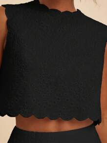 Travachic 两件套女士纯色梭织无袖露脐宽松吊带背心和高腰半身裙，秋冬春夏皆宜，美丽连衣裙，露脐上衣和半身裙套装，休闲女装风格，秋季女装，时尚秋季，外出装，优雅套装，婚礼宾客礼服，婚礼宾客套装 - 黑色 - 查看 4