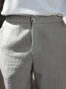Manfinity Homme Quần short trơn màu thường ngày cho nam, mùa hè - Xám - Xem 2
