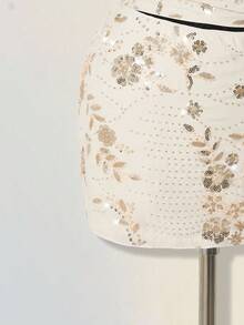SHEIN ICON 女士正式派对串珠性感亮片刺绣细肩带短款上衣和迷你裙两件套，夏季亮片两件套 - 杏色 - 查看 10