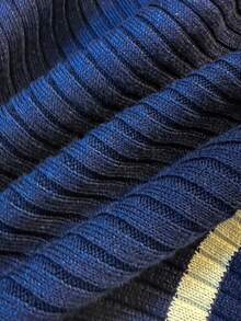 Casual Versatile Striped Slim Fit Sweater Fall Winter Cloth For Women - Navy Blue - View 4