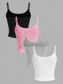 Comfortcana 4 pièces Ensemble short en tricot et camisole grande taille - Multicolore - Voir 2