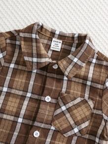 SHEIN 2 pièces Ensemble veste à carreaux et pantalon décontracté à taille élastique pour bébé garçon/fille, tenue polyvalente pour l'automne et l'hiver - Multicolore - Voir 5