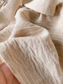 SHEIN Frenchy 度假休闲纯色荷叶边吊带背心 - 杏色 - 查看 5