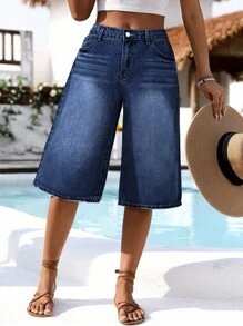 EMERY ROSE Plus Size Women Frayed Hem Pocket Loose Fit Jeans