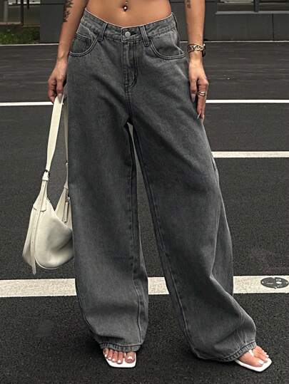 DAZY 女式宽松休闲灰色牛仔裤