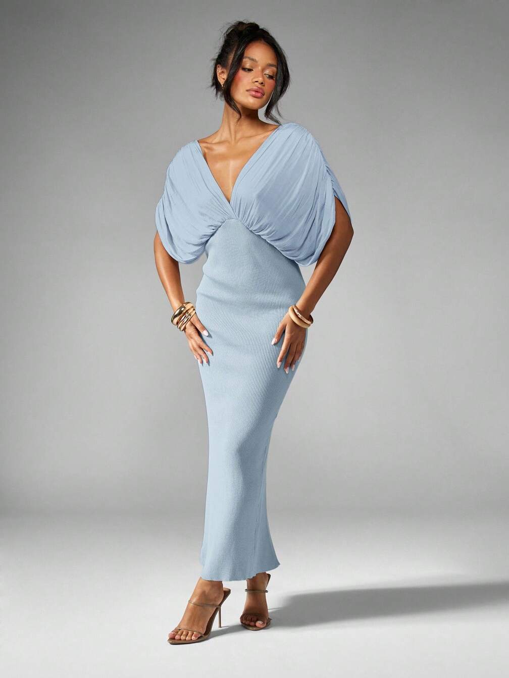 draped sleeve maxi dress Dawna Draped Sleeve Maxi Dress White