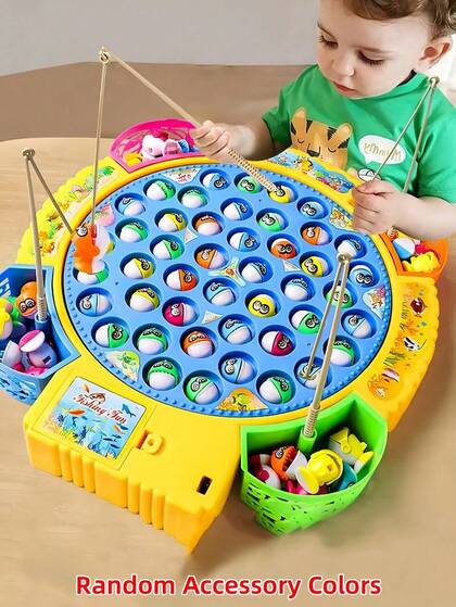 Zazumi 1 pieza Juego de pesca eléctrica con música y giro de 18x20 pulgadas/24x26 pulgadas, con piezas aleatorias, regalo de cumpleaños, juego interactivo divertido, idea de regalo sorpresa