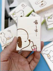 SHEIN 1包/9包白色餐巾纸手帕纸迷你小包纸巾便携可爱洗脸巾手帕纸学生小口袋纸巾 - 棕色 - 查看 10