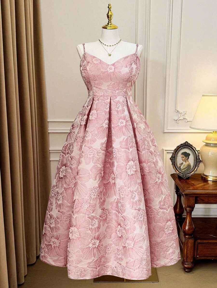 Rometta Plus Size Women V-Neck Ruched Elegant Party Dress - Dusty Pink - View 1