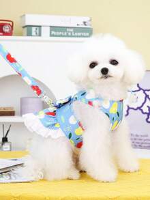 PETSIN Blue Vacation Style Cute Leash Pet Dress - Blue - View 6