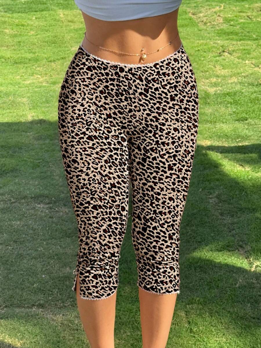 SHEIN EZwear 女式复古豹纹弹力紧身裤