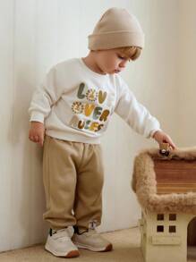 Cozy Pixies 2pcs Baby Boy Letter Graphic Knitted Soft Crew Neck Long Sleeve Hoodie And Drawstring Waist Ankle Length Pants Set Baby Casual Sets Cute Toddler Sets Neutral Baby Clothes Baby Set Autumn Winter Season Neutral Gender Baby Clothes Mocha Baby Clothes Neutral Baby Clothes Unisex Infant Boy Clothes Long Sleeve Baby Boy Pajama Bamboo Baby Boy Clothes Long Sleeve Fall - Multicolor - View 3