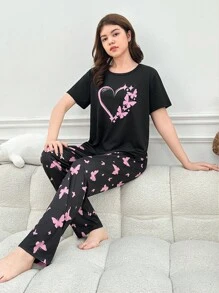 Teen Girls' Heart & Butterfly Printed Homewear Set