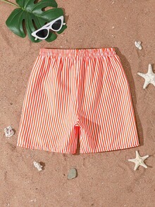 SHEIN Quần short đi biển sọc cho bé trai tuổi teen, đồ dùng thiết yếu cho bãi biển, tiệc hồ bơi vào mùa hè Quần bơi sọc đỏ cho nam Quần bơi sọc đỏ trắng Quần bơi đỏ cho nam - Đỏ và trắng - Xem 2