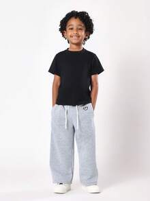 SUMWON 儿童训练运动裤，舒适弹力腰带，宽松版型，适合运动、上学、休闲玩耍、度假旅行，秋冬春日常穿着必备。 - 淺灰色 - 查看 3