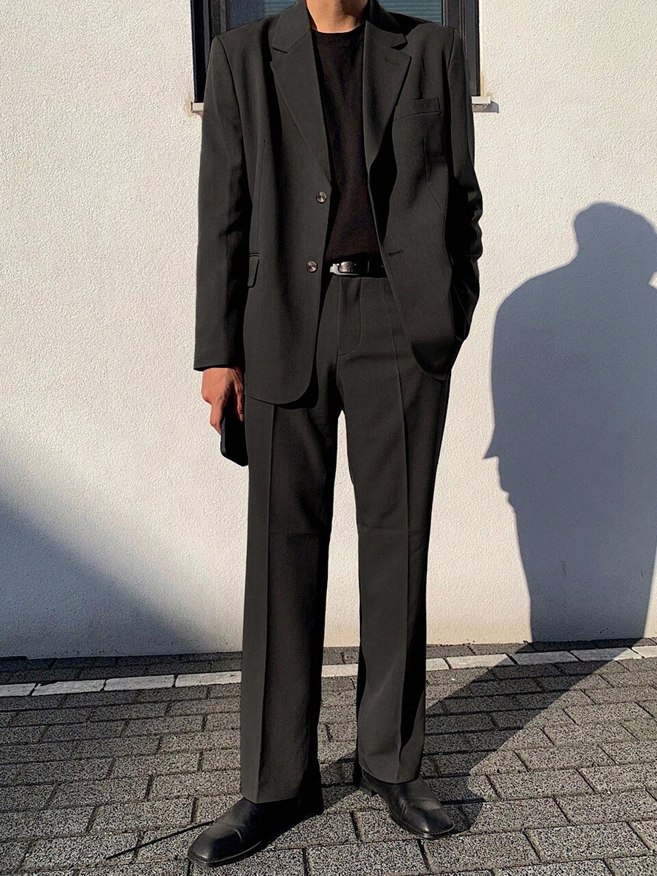 Men's Commuter Lapel Neck Long Sleeve Jacket And Pants Suit Set, Autumn Business Attire