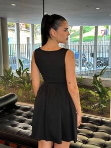 Lucia Bellido Women's Square Neck Sleeveless Dress - Black - View 2