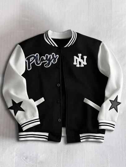 Manfinity EMRG 男士休闲撞色拼接铆钉装饰夹克，秋冬