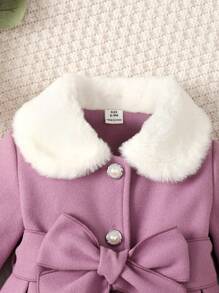 SHEIN Vintaside Kids 女婴博格领系带外套