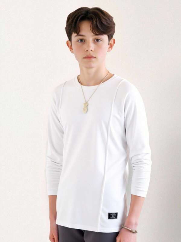 Herren & Teenager Jungen Lässiges Sportacademy Oversize Langarm T-Shirt, geeignet für Schule, Lässig und Sportbekleidung