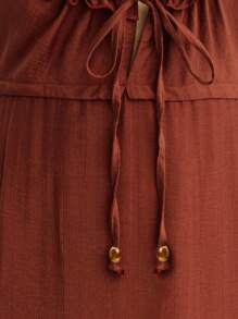 Nöista 层叠式长裙，荷叶边细节，胸部系带。轻盈飘逸的面料，完美契合圣约翰节、节日盛装以及温暖夏日。阳光风格的迷人之选。 - 紅色 - 查看 6