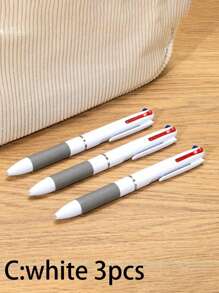 SHEIN 3 Black, 3 White + Beige Ballpoint Pen Pencil Case