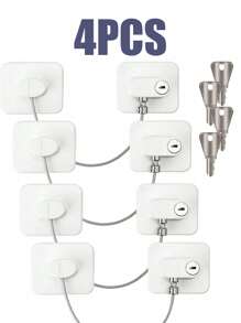 1pc/2pcs/4pcs Refrigerator Door Lock With 2 Keys Stainless Steel Zinc Alloy Adhesive Lock, 16cm Link Wire. Cabinet & Drawer Lock, Fridge Lock With No Drilling Required. Adhesive Childproof Window Lock For Furniture, Washing Machine, Household Appliances.