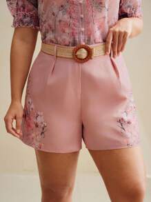 Anewsta Quần short cỡ lớn in hoa cổ điển mới - Hồng - Xem 4