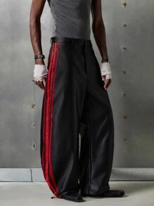 NEON BLANC 男士宽松休闲裤，带口袋和侧条纹，秋冬 - 黑色 - 查看 2