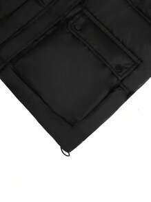 EMERY ROSE Women's Round Neck Big Pocket Padded Vest Jacket - Black - View 5