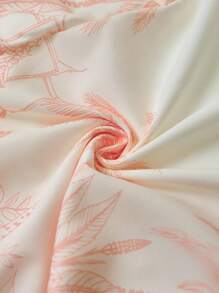 SHEIN Clasi Women's Fashionable & Elegant Castle Print Linen Fabric Jumpsuit With Side Seam Stitching And Hollow-Out Design