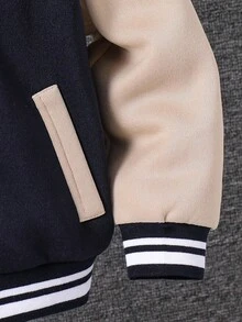 SHEIN Toddler Boys Casual Patchwork Color Block Thick Hooded Jacket, Suitable For School, Garden, Birthday, Fall, Winter Season, Halloween, Vintage - Multicolor - View 6