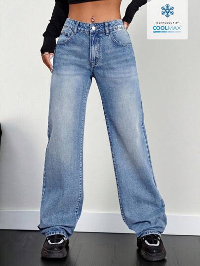 Jeanoix Fickor Och Dragkedja i Gylfen Raka Jeans